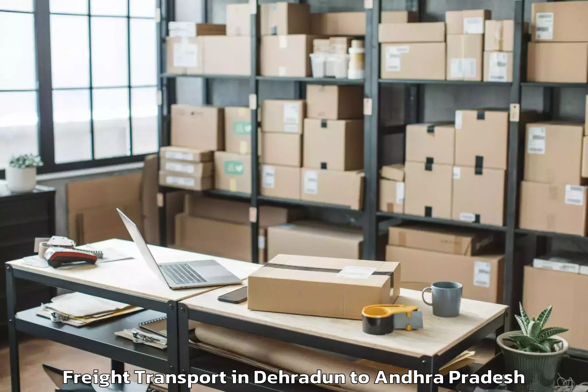 Reliable Dehradun to Nidamanur Freight Transport